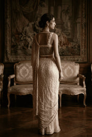 Pearl embroidered draped saree