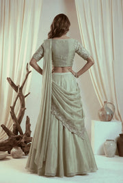 Mint Green Draped Lehenga Set