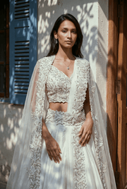 Draped Lehenga set with cape