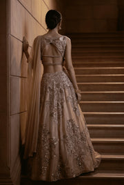 Champagne lehenga draped set