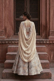 Champagne Draped Lehenga Set