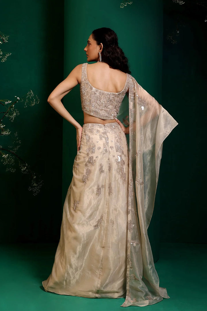 Rose Gold Draped Saree