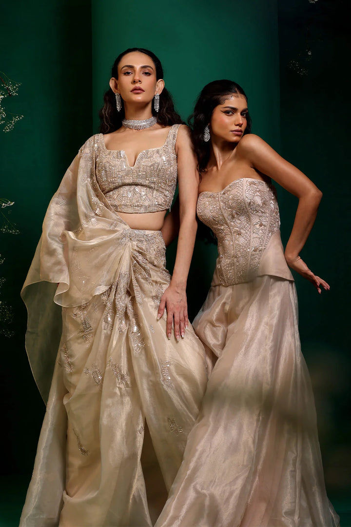 Rose Gold Draped Saree