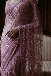 Sequin embroidered draped saree