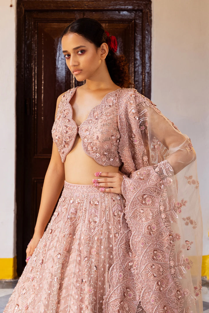Cherry Blossom Organza Lehenga