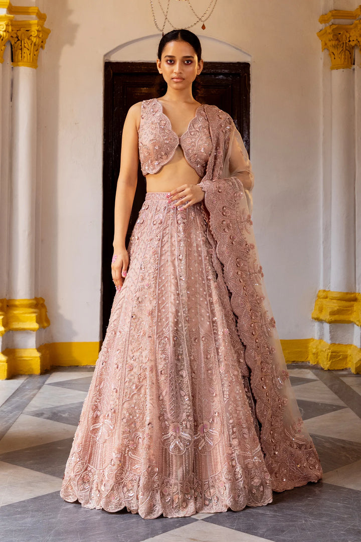 Cherry Blossom Organza Lehenga