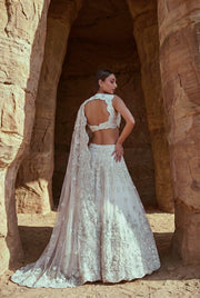 3D embroidered blouse lehenga set