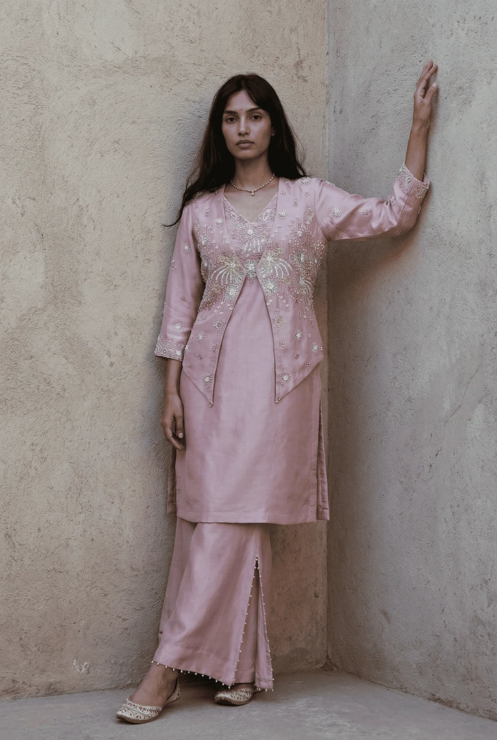 Straight Kurta with jacket and stylised pants
