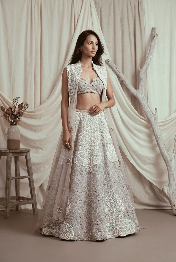 Lavender cape lehenga set