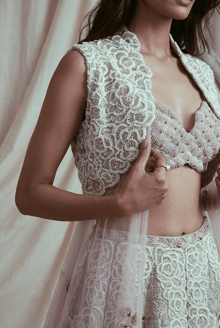 Lavender cape lehenga set