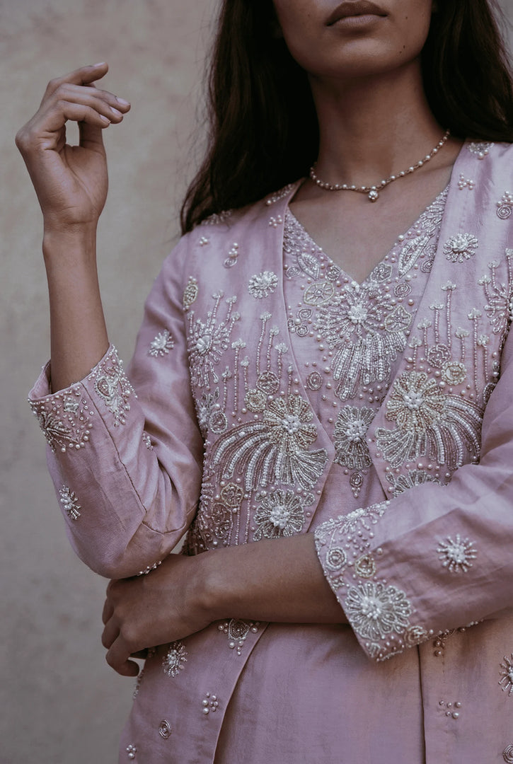 Straight Kurta with jacket and stylised pants