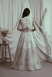 Lavender cape lehenga set