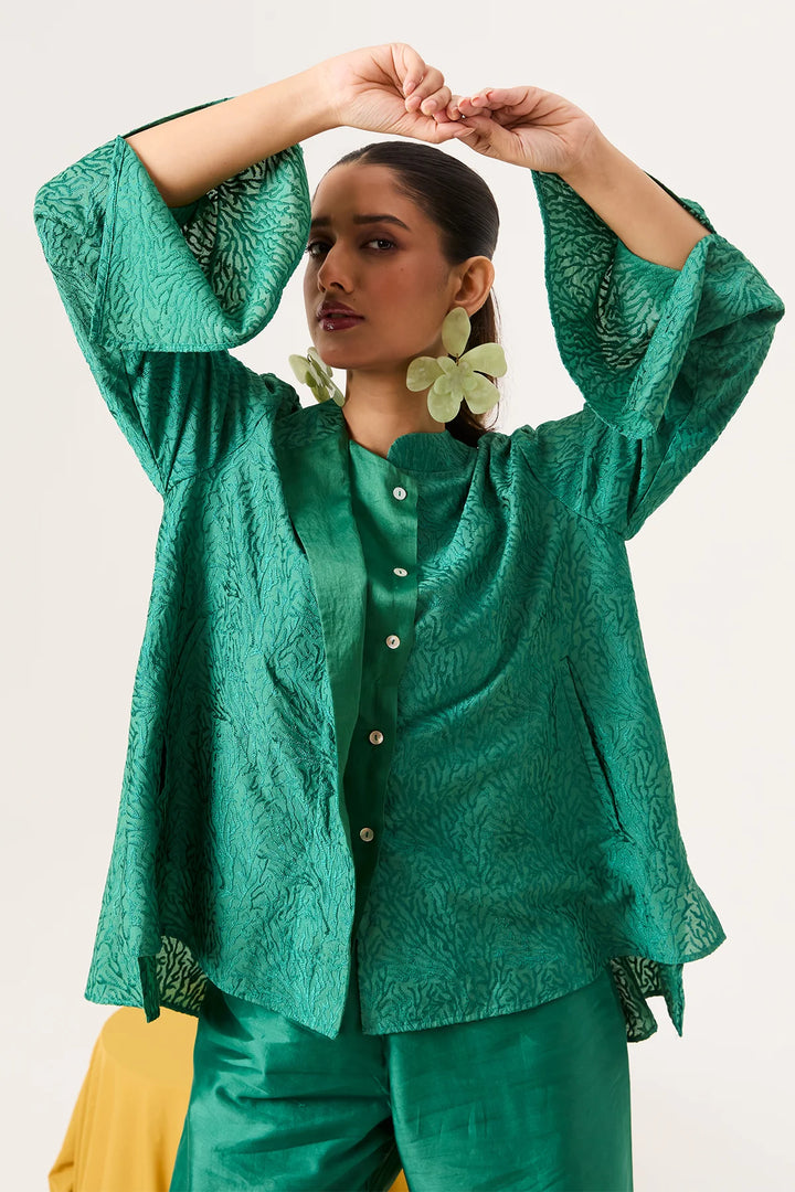 Sculpted co-ords in emerald green