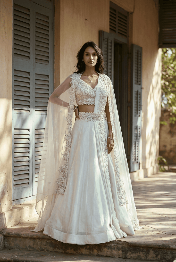 Draped Lehenga set with cape