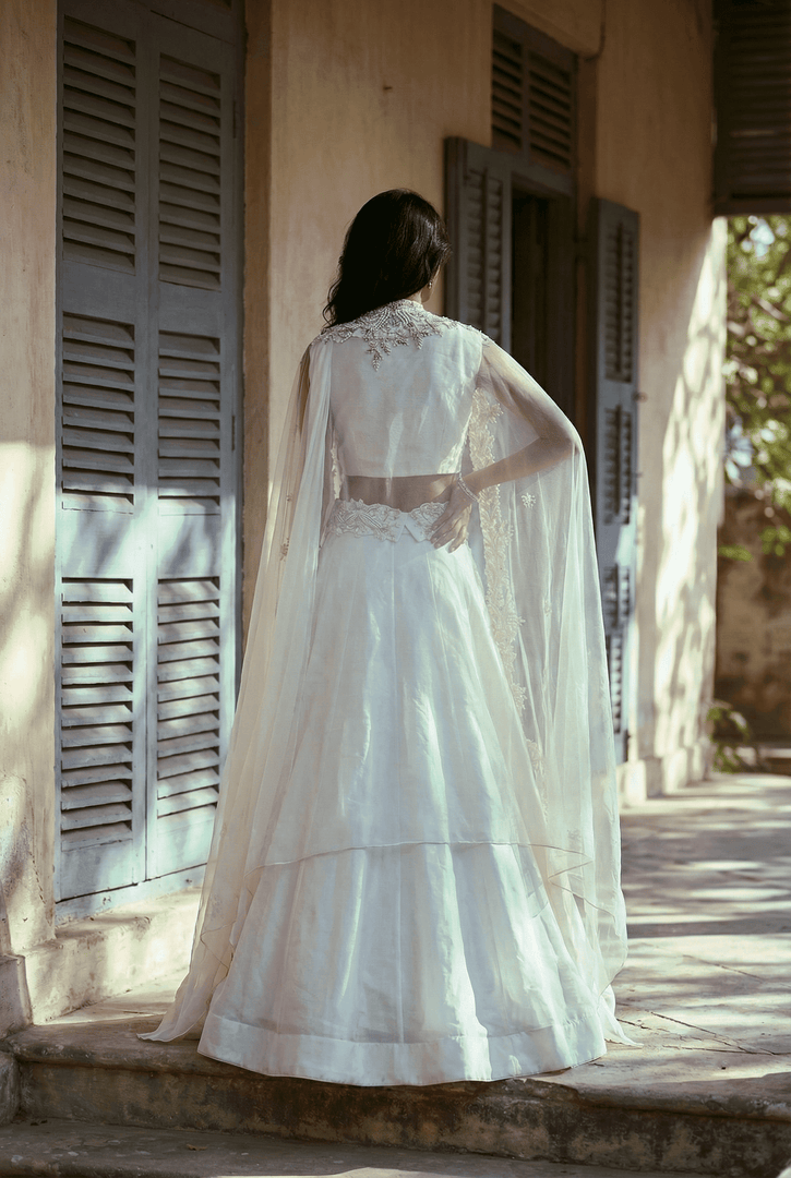 Draped Lehenga set with cape