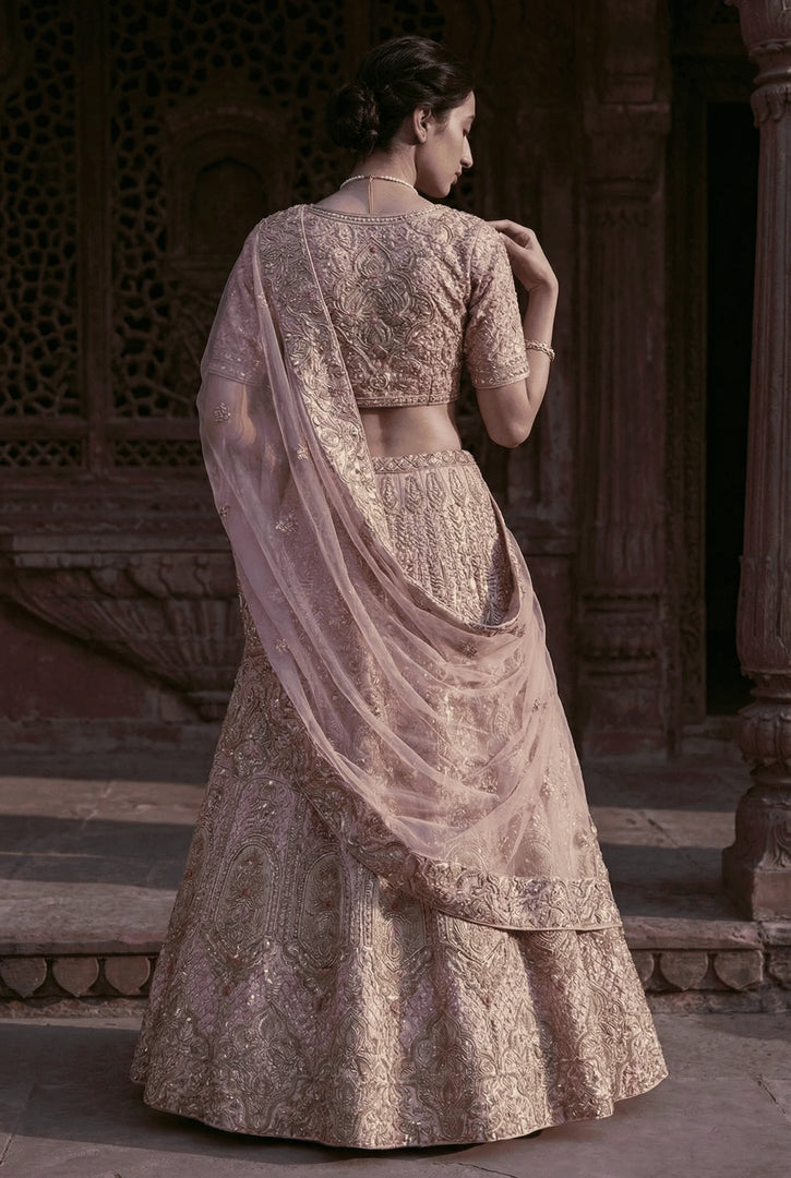 Blush Pink patchwork bridal Lehenga Set