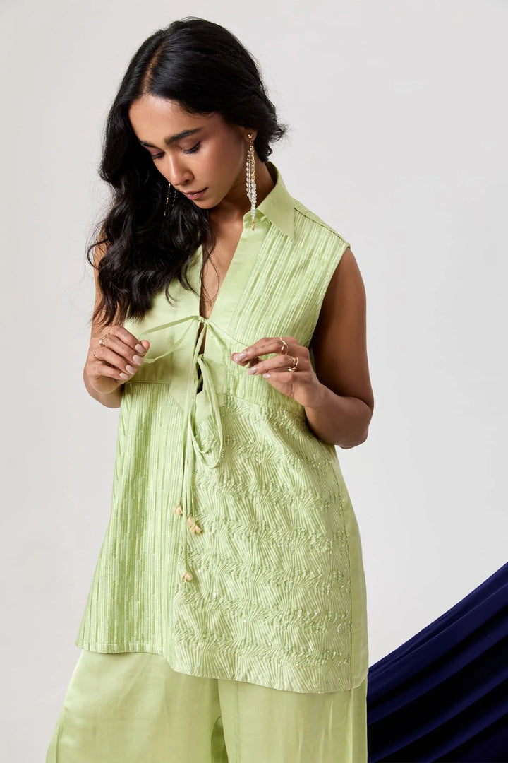 Tie-up Multi textured two-piece Set