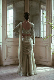 Mint Green Mermaid Draped Skirt Set