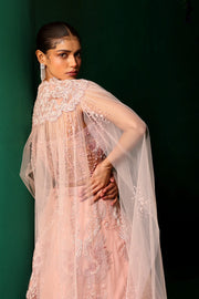 Salmon Pink Cape Lehenga Set