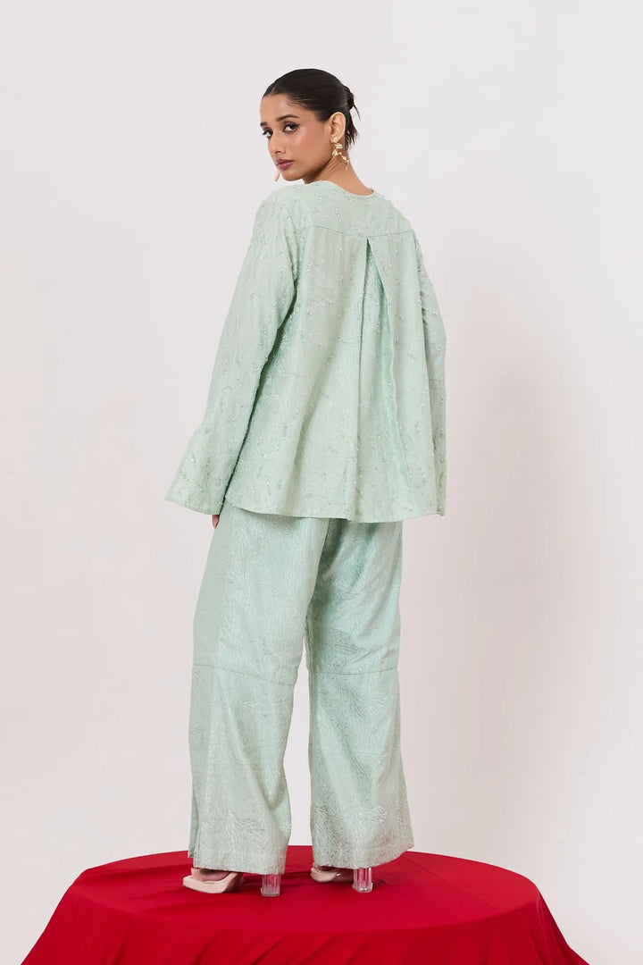 Sculpted co-ords in pastel blue