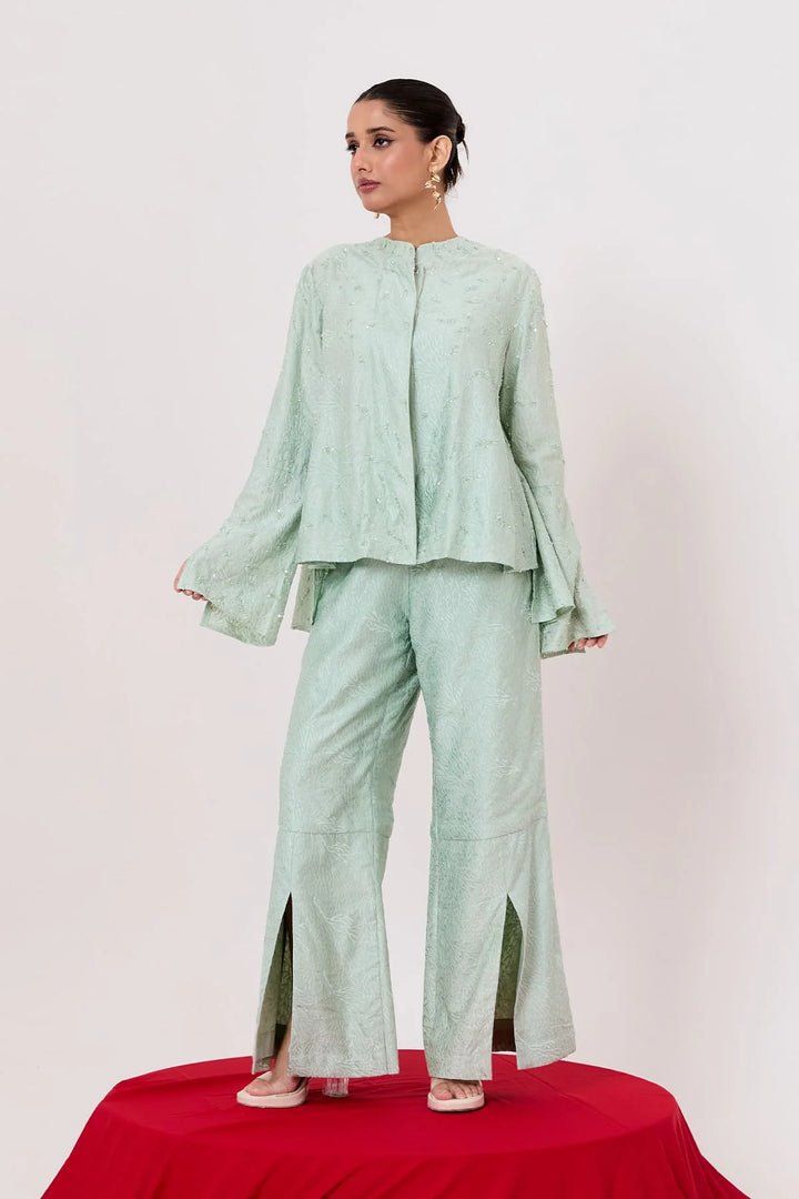 Sculpted co-ords in pastel blue