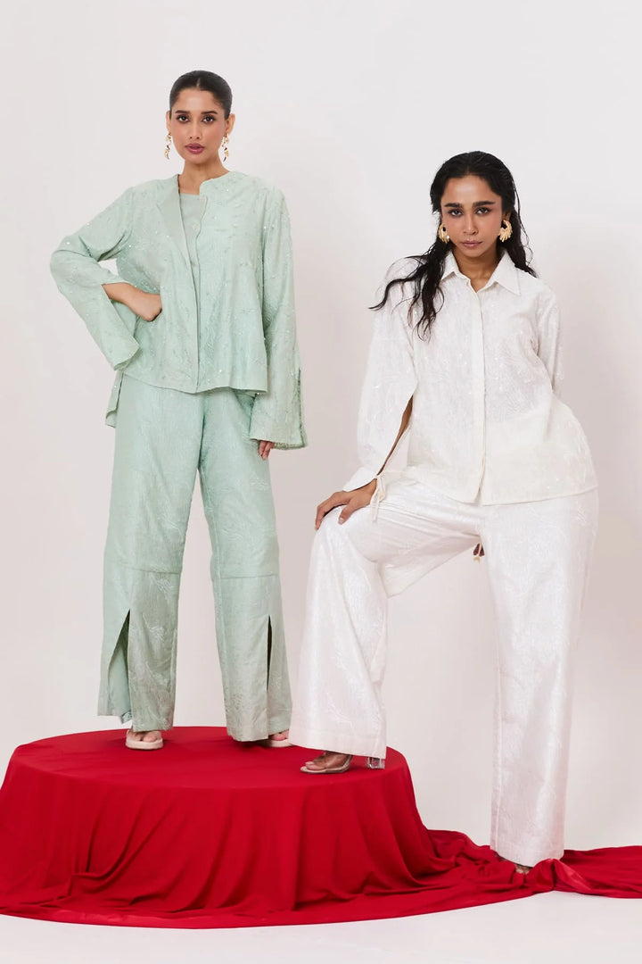 Sculpted co-ords in pastel blue