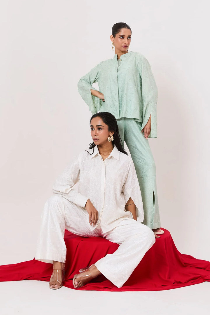 Sculpted co-ords in pastel blue