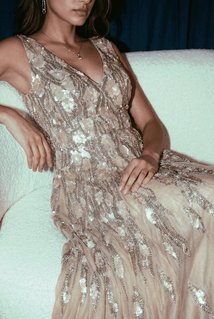 Box Pleat  Nude Gown