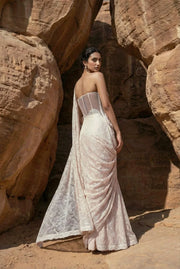 Draped saree with corset blouse