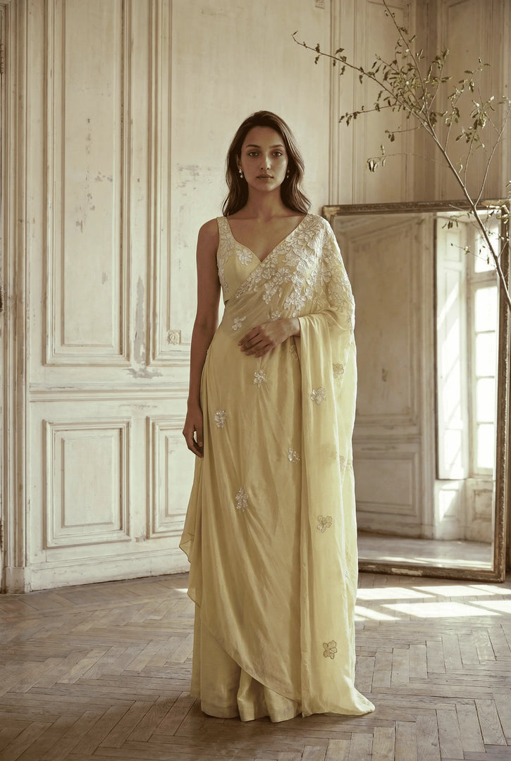 Mint Green Embellished Draped Dress