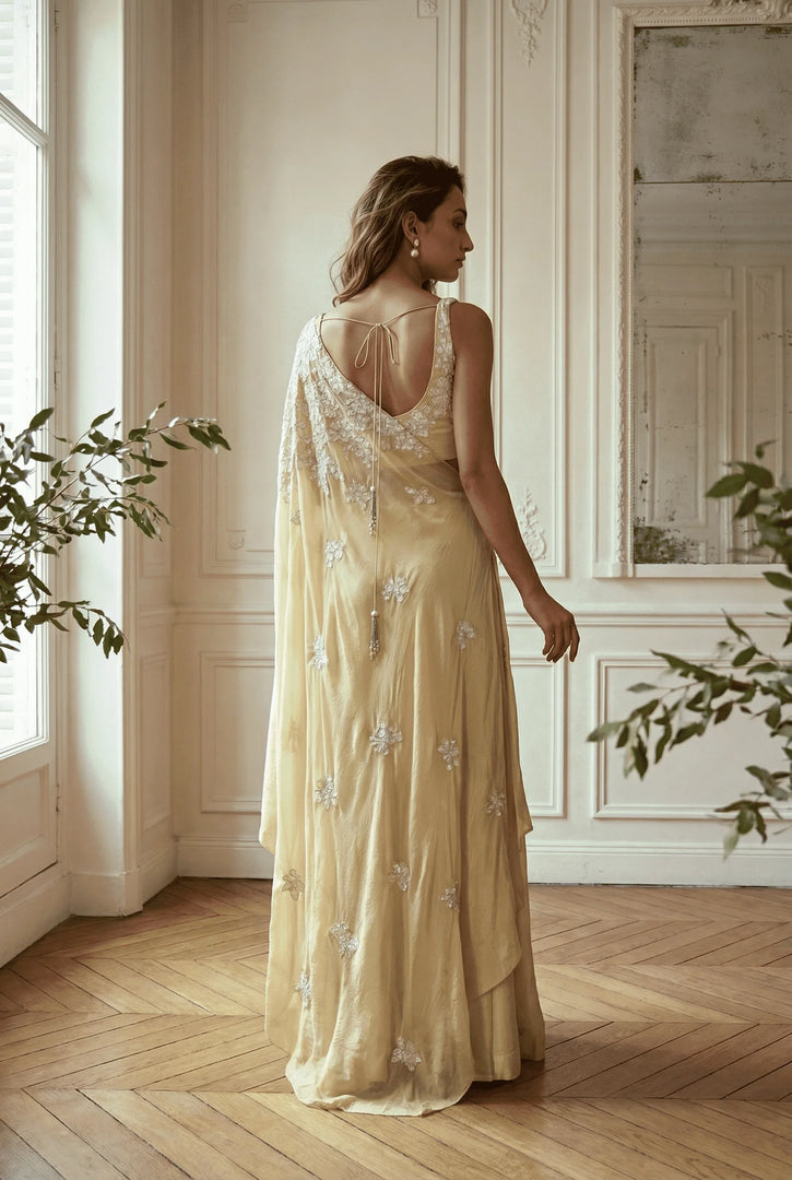 Mint Green Embellished Draped Dress