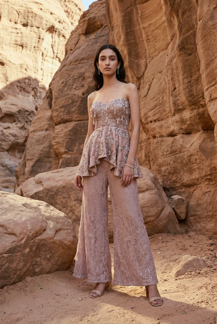 Peplum Top with Flared pants