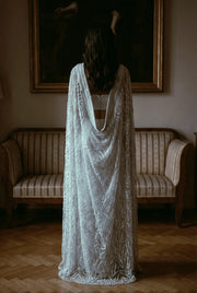 Ice Blue draped skirt with corset