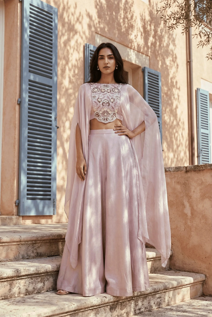 Lilac panelled kaftan set