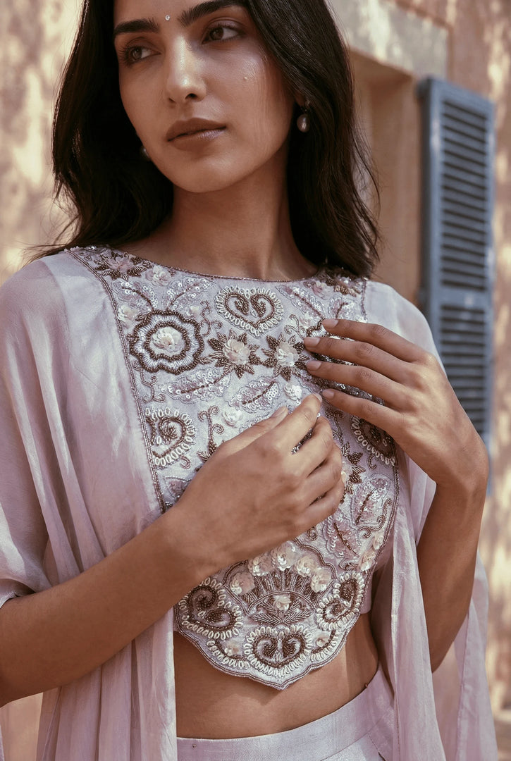 Lilac panelled kaftan set