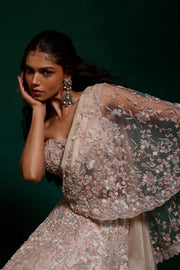 Rose Gold Tissue Lehenga Set