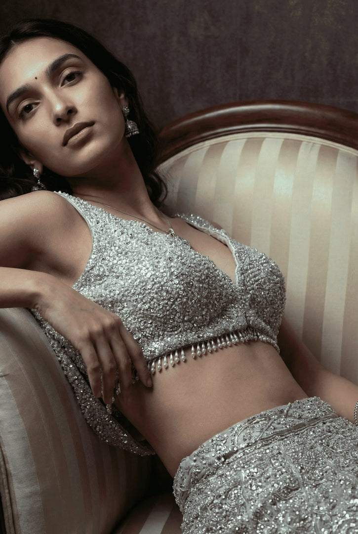 Draped Top with lehenga Set