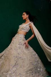 Dusk White Lehenga Set