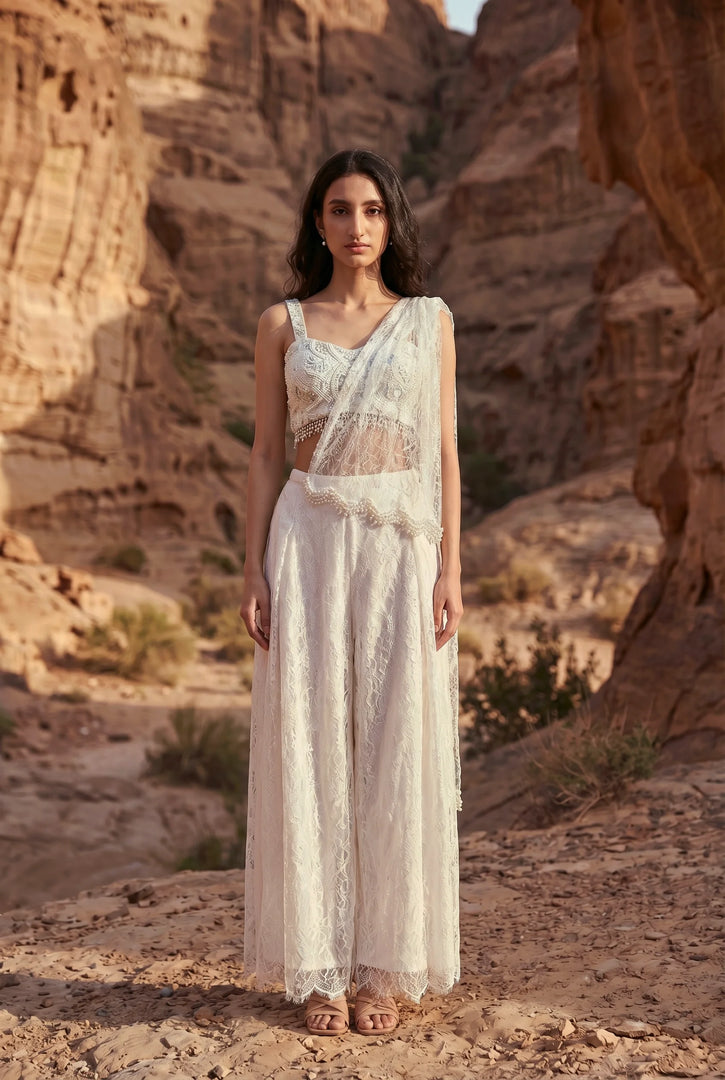 Draped tassel pants with Blouse