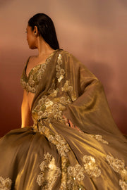 Moss Green Tissue Organza Lehenga