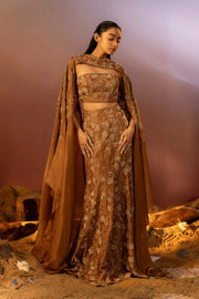 Russet Brown Mermaid Lehenga Set Ruceru 